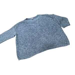 J. Jill Wavy Chunky Knit Boxy Fit Blue Gray Sweater Size Medium